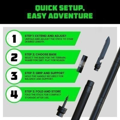 Tactical Hiking Stick w/ Integrated Survival Kit